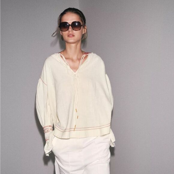 ZARA ZW COLLECTION EMBROIDERED SHIRT - Picture 10 of 11